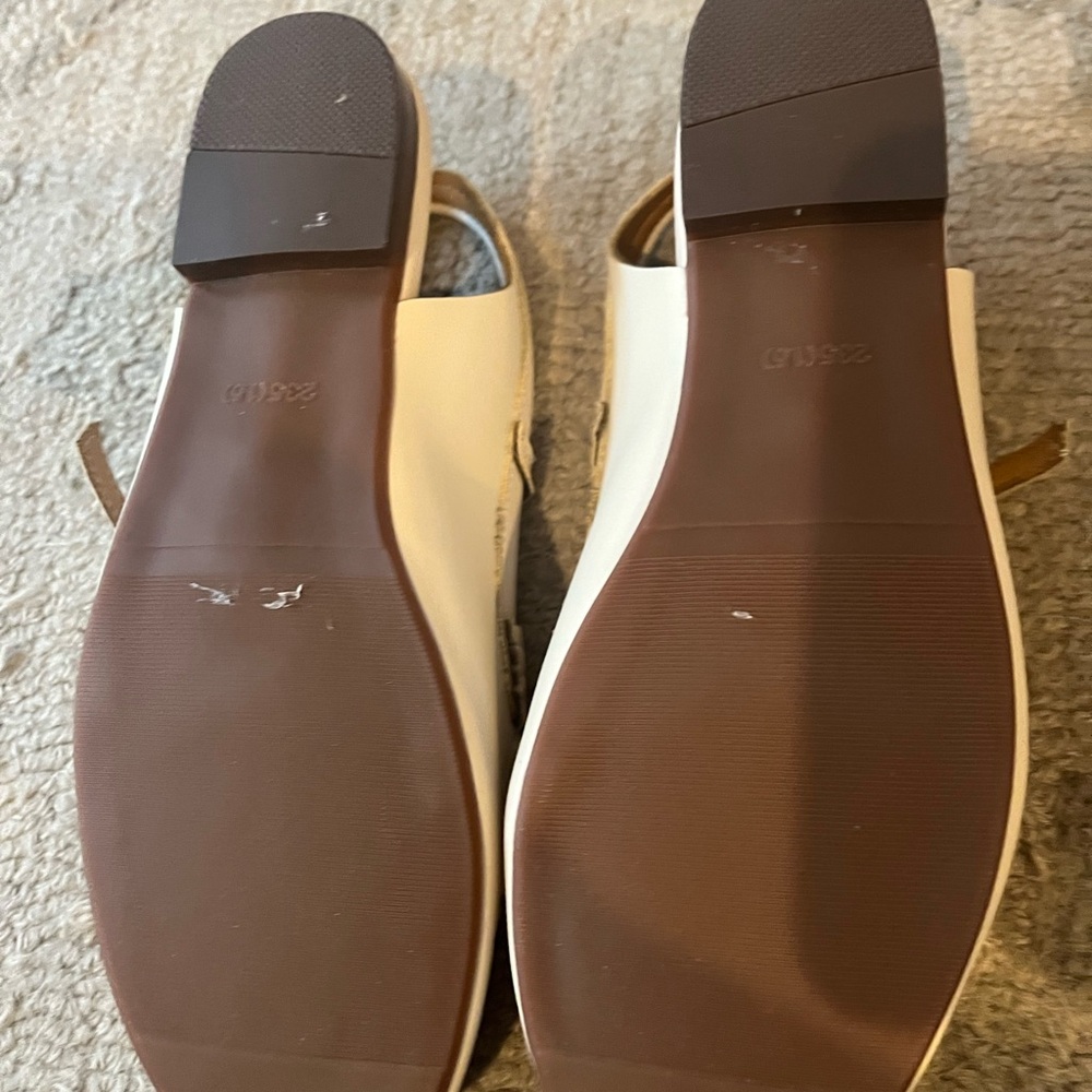 Vegan leather loafer sling backs, cream colored, new in box! - Picture 3 of 6